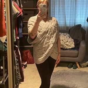 Anthropologie Sleeping on Snow cable knit wrap sweater XS/S